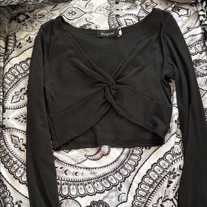 Black Twist Front Crop Top